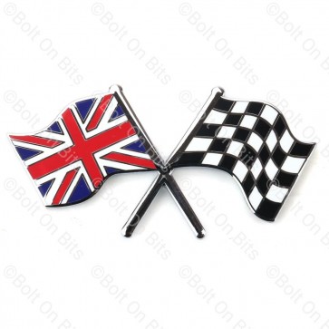 Crossed Union Jack Chequered Flags Badge