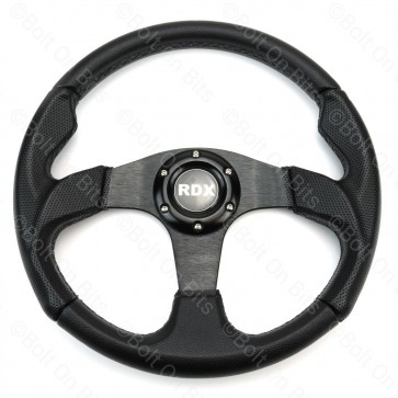 One RDX Black Vinyl Steering Wheel with Black Center/Spokes