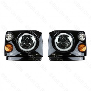 Disco 1 300Tdi Fronts Coloured LED Wipac Black Edition LHD 7" LED Headlamps Halo Angel Eye