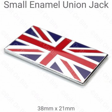 Small Metal Enamel Coloured Union Jack Flag Badge Self Adhesive 21mm x 38mm