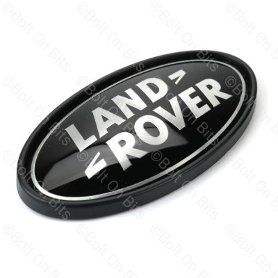 Flat Black & Alloy Land Rover Badge - Rear Badge - For Flat Surface Only