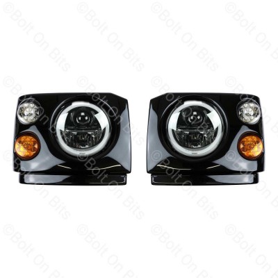 Disco 2 Pre Facelift Fronts Coloured LED Wipac Black Edition RHD 7" LED Headlamps Halo Angel Eye
