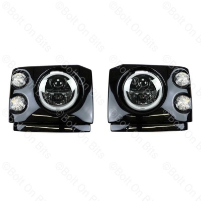 Disco 2 Pre Facelift Fronts Clear LED Wipac Chrome RHD 7" LED Headlamps Halo Angel Eye