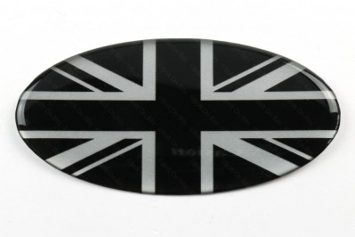 Oval Resin Black & Silver Union Jack