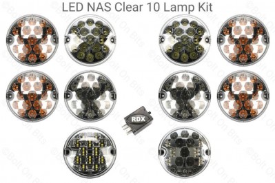 10 RDX LUX LED CLEAR NAS Lights CONVERSION UPGRADE kit Relay Defender
