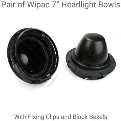 7" Headlight Headlamp Bowls with Black Bezels for Series/Lightweight/Classic